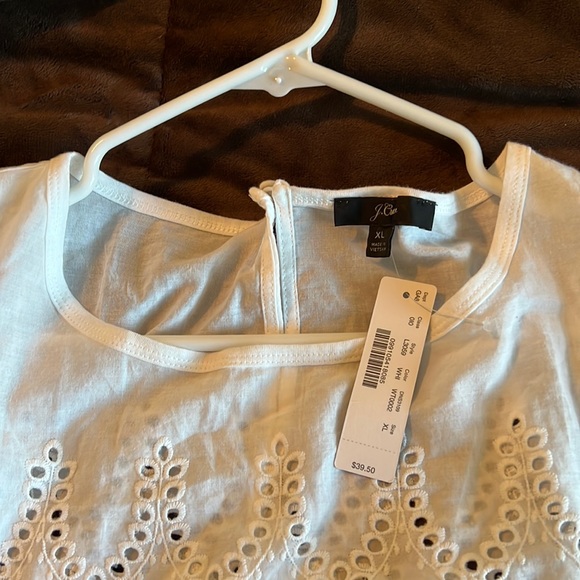 NWT J Crew Womens White Lace Mixed Media Top Size XL - Picture 4 of 5